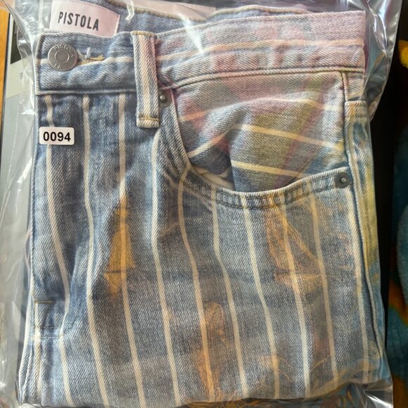 Pistola Womens Blue Striped Stretch High Rise Straight Leg Denim Jeans Size 28 - Picture 11 of 11
